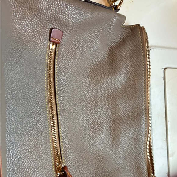 Dooney & Bourke Gray/Leather Shoulder Hobo with Brown Trim - Picture 14 of 14